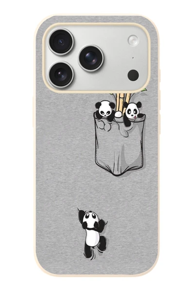 Le Balvo İphone 17 Pro Uyumlu Cepli Panda Baskılı Silikon Kılıf ürün görseli 1