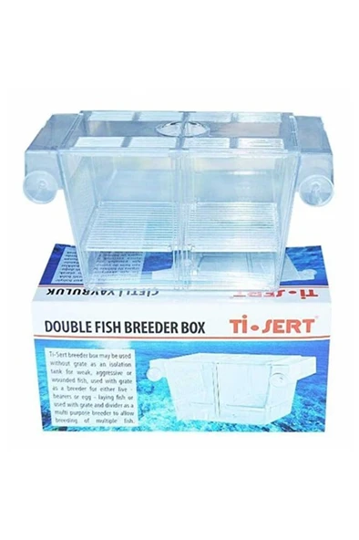 Ti-Sert İkili Balık Yavruluğu Akvaryum Aksesuarı 20x5x10 cm Şeffaf Tasarım Yavru Balıklar İçin ürün görseli 1