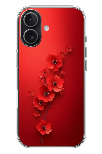Le Balvo İphone 17 Uyumlu Kırmızı Kardelenler Baskılı Silikon Kılıf ürün görseli 1