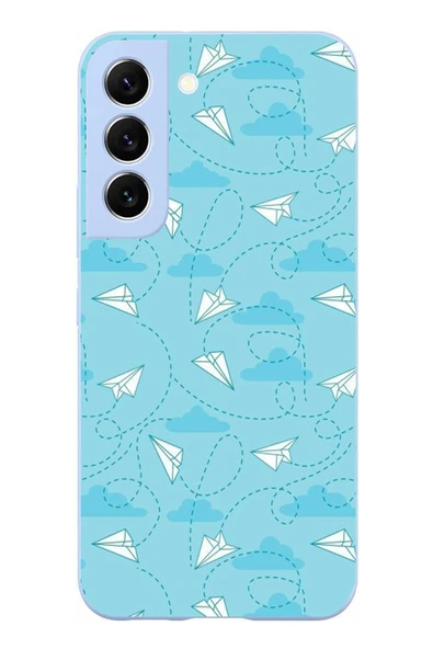 Le Balvo Samsung Galaxy S22 Uyumlu Kağıttan Uçak Baskılı Silikon Kılıf ürün görseli 1