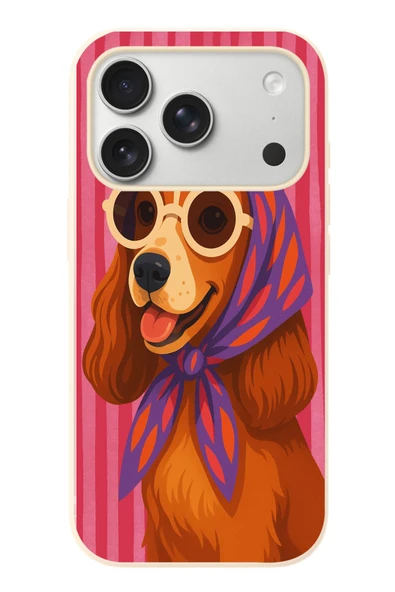 Le Balvo İphone 17 Pro Uyumlu Gözlüklü Köpek Baskılı Silikon Kılıf ürün görseli 1