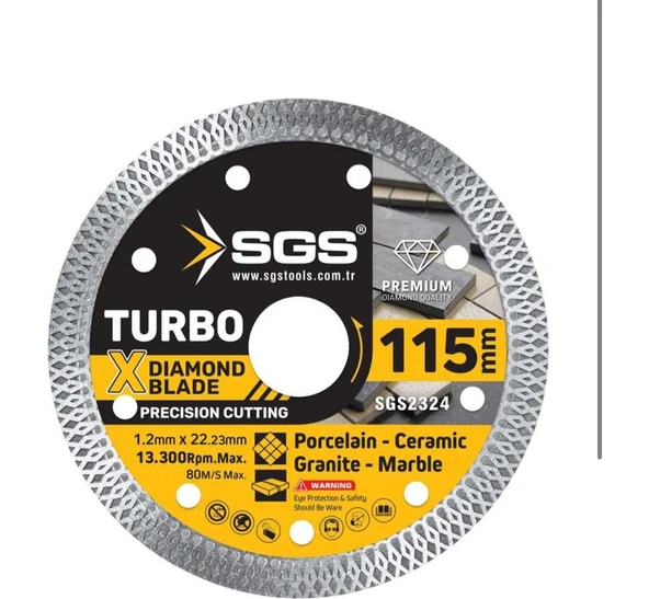SGS2324 115 mm Turbo Elmas Kesici 1010 W Güç Özellikleri ile Yüksek Performans ve Hassas Kesim (115x1,2 mm) ürün görseli 1