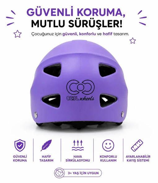 Bisiklet Kaykay Paten Lila Çocuk Kaskı ürün görseli 1