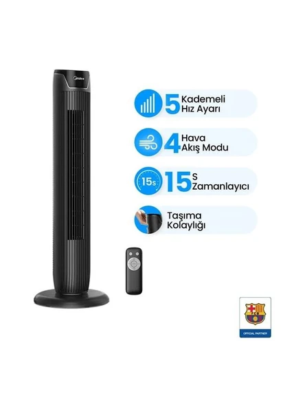 Midea Kule Tipi Vantilatör Siyah (Midea Türkiye Garantili) ürün görseli 1