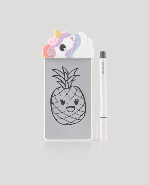 Sevimli Unicorn Manyetik Mini Yazı Tahtası Silikon Figürlü 5.5 inç ürün görseli 1