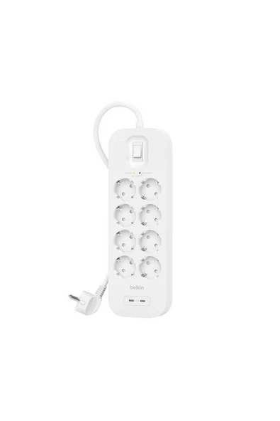SRB004VF2M-V2 8'li 2M Akım Koruma Priz+2x USB-C ürün görseli 1