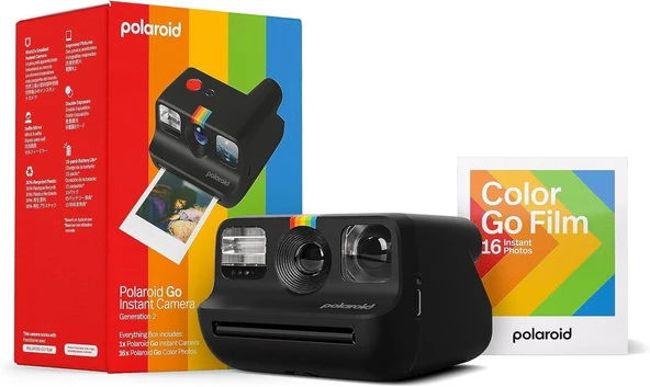 Polaroid Go Gen2 Kamera (Siyah) ve Renkli Film Paketi ürün görseli 1