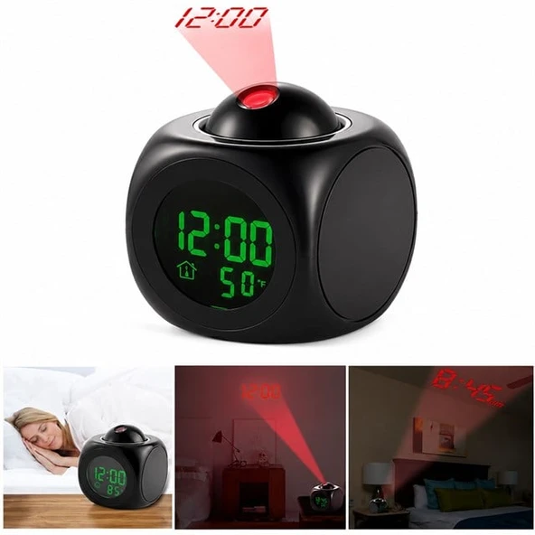 Sunup SN-25936 Porjeksiyonlu Ledli Siyah Çalar Saat ürün görseli 1