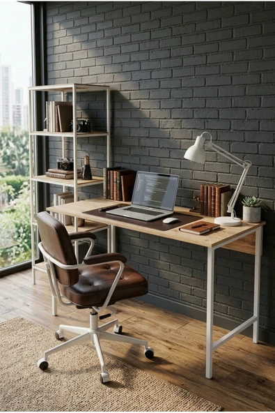 papi-co Forge Lite Çalışma Masası 140x60 cm Metal Ayaklı Bilgisayar Masası Modern Ofis ve Genç Odası Masası ürün görseli 1