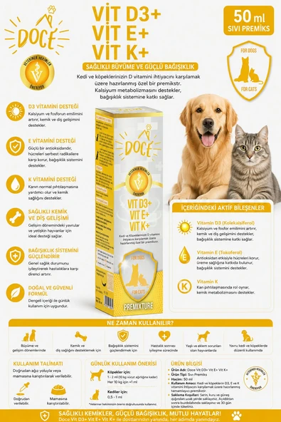 Kedi Köpek Vit D3, Vit E, Vit K 50 ml - Resim 2