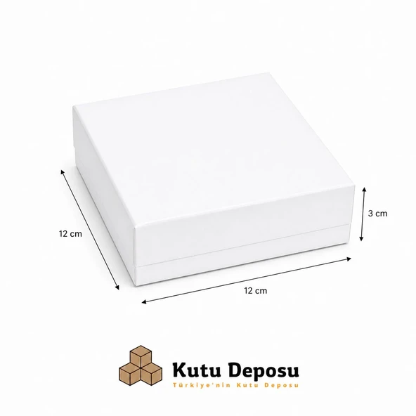 12x12x3 cm Tam Kapaklı Selefonlu Süngerli Takı Kutusu - Beyaz (DEMONTE) (50 ADET) ürün görseli 1