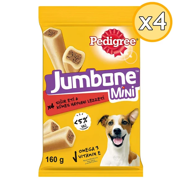 Pedigree Jumbone Mini Sığır Etli Yetişkin Ödül Köpek Maması 160 Gr 4 Adet ürün görseli 1
