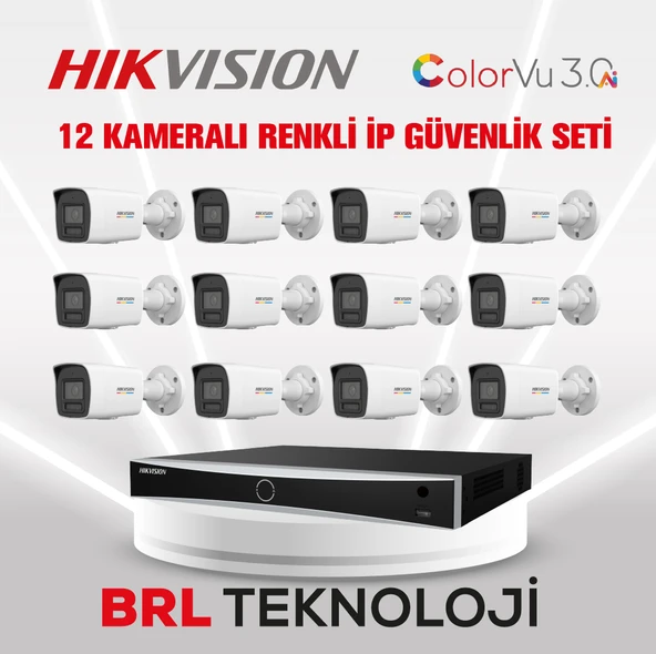 Hikvision 4 MP 12 Kameralı AcuSense ColorVu 3.0 AI  İp Güvenlik Kamera Seti (Dahili Mikrofonlu) ürün görseli 1
