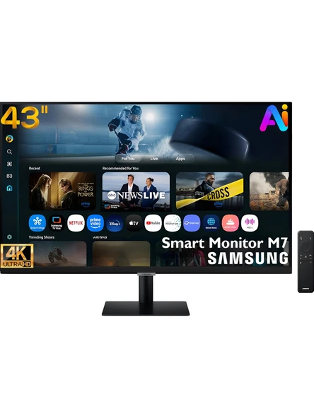 Samsung  M7 M70F 43 4K 60Hz ( USB+ HDMI+WİFİ+Bluetooth) Yapay Zeka Destekli Akıllı Smart Monitör LS43FM700UUXUF ürün görseli 1