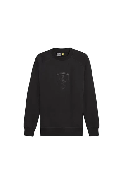 Puma Ferrari Race Big Shield Crew Erkek Günlük Sweatshirt 62380201 Siyah ürün görseli 1