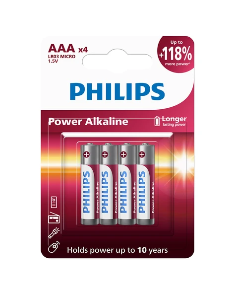 Philips Power Alkaline Aaa Ince Kalem Pil - LR03P4B/10 - 4'lü Paket ürün görseli 1