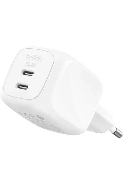 BoostCharge Pro 2 Bağlantı Noktalı USB-C GaN Şarj Cihazı 50 W, 2x USB-C, Beyaz ürün görseli 1