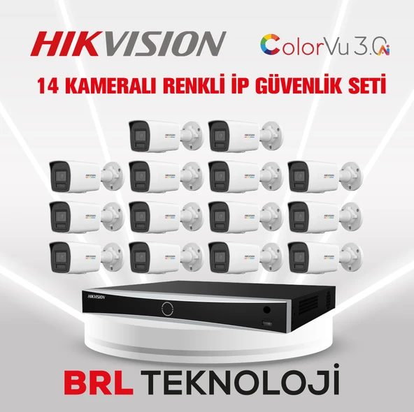 Hikvision 4 MP 14 Kameralı AcuSense ColorVu 3.0 AI  İp Güvenlik Kamera Seti (Dahili Mikrofonlu) ürün görseli 1