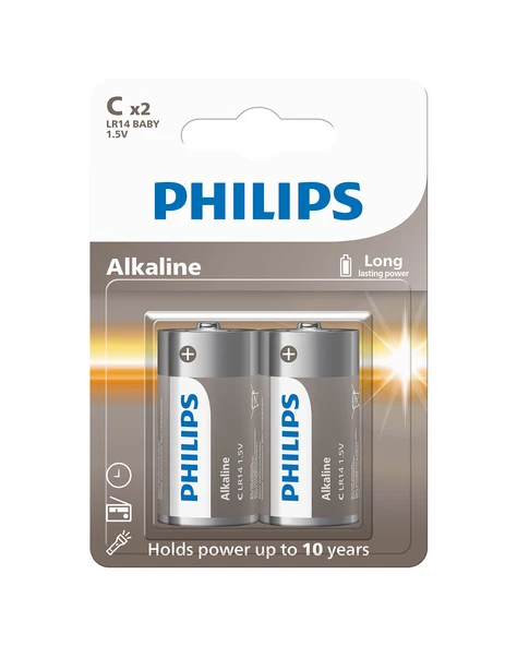 Philips Alkalin C Boy Orta Boy Pil 1.5V - LR14A2B/10 - 2'li Paket ürün görseli 1