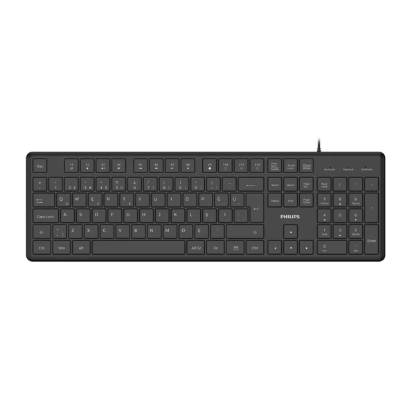PHILIPS SPK6248B, USB Kablolu, Türkçe Q, Multimedya Klavye (Siyah) ürün görseli 1