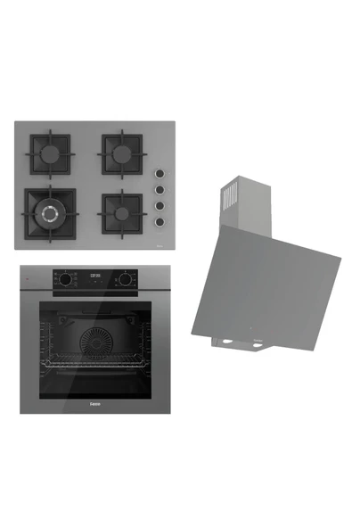 FRYART-SILENTART Serisi Gri Set (SC408-WFA + QEP63CPR +D079-SA ) - DÃ¶kÃ¼m Izgara / 65 cm Ocak ürün görseli 1
