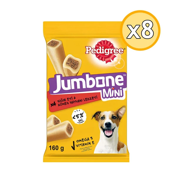 Pedigree Jumbone Mini Sığır Etli Yetişkin Ödül Köpek Maması 160 Gr 8 Adet ürün görseli 1