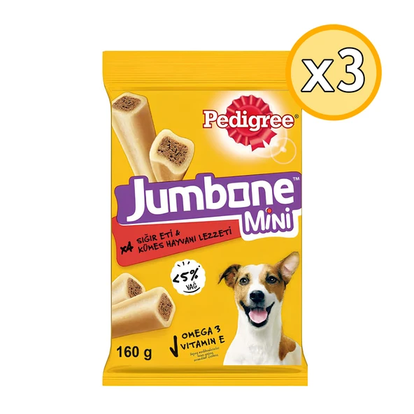 Pedigree Jumbone Mini Sığır Etli Yetişkin Ödül Köpek Maması 160 Gr 3 Adet ürün görseli 1