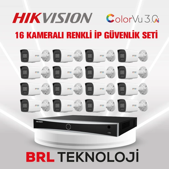 Hikvision 4 MP 16 Kameralı AcuSense ColorVu 3.0 AI  İp Güvenlik Kamera Seti (Dahili Mikrofonlu) ürün görseli 1
