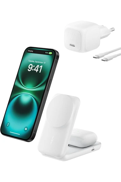 UltraCharge MagSafe Uyumlu 2'si 1 Arada Qi2 25W Kablosuz Şarj İstasyonu, USB-C Portlu, 45W Adaptör ürün görseli 1