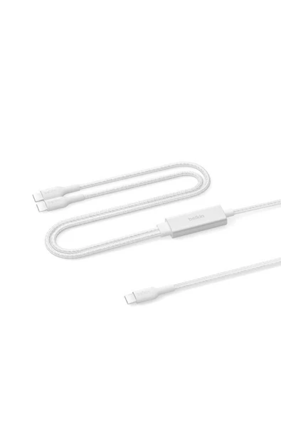 CAC004HQ1.5MWH Boostcharge Pro 140W Usb-C To Dual Usb-C Örgülü Kablo 1.5M - Beyaz ürün görseli 1