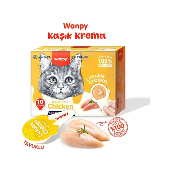 Wanpy Tavuklu Kaşıklı Sıvı Kedi Ödül Maması 10*16 gr ürün görseli 1