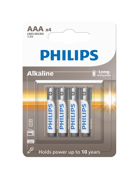 Philips Alkaline Aaa Ince Kalem Pil 1.5V - LR03A4B/10 - 4'lü Paket ürün görseli 1