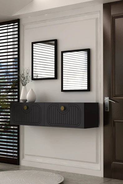 Dekortis Home Dekor 120DHDDR3AA HERA LAZER DESENLİ DRESUAR ANTRASİT-ALTIN ürün görseli 1