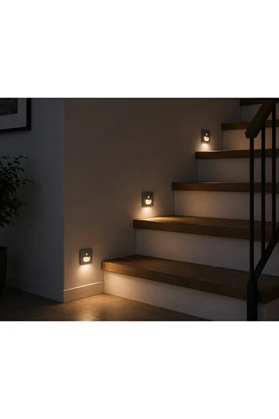 Sensörlü LED Koridor Armatürü 1W 20 Lümen Hareket Sensörlü Füme Kasa Günışığı ürün görseli 1