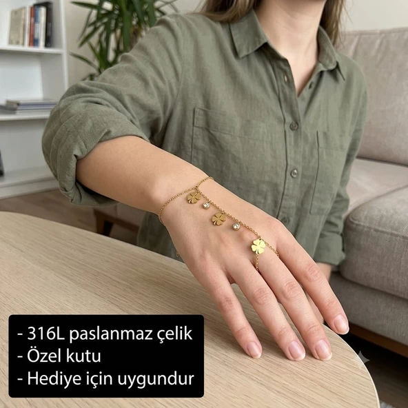 Lúmina Clover Charm Dört yapraklı yonca figürlü Şahmeran Bileklik ürün görseli 1