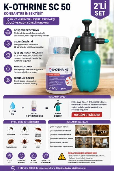 Bayer K-Othrine Sc 50  Jetta Basınçlı El Pompası 2’li Set - Resim 2