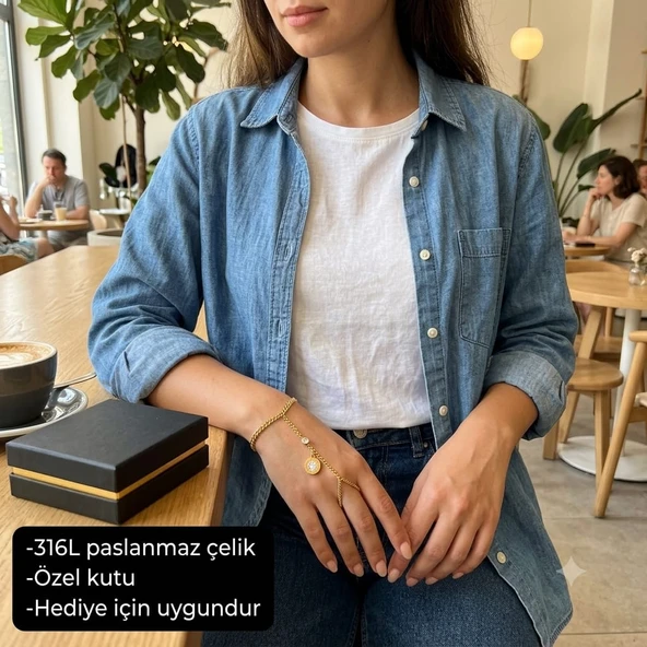 Lunéa Éclat Hand Chain Taş detaylı şahmeran bileklik ürün görseli 1