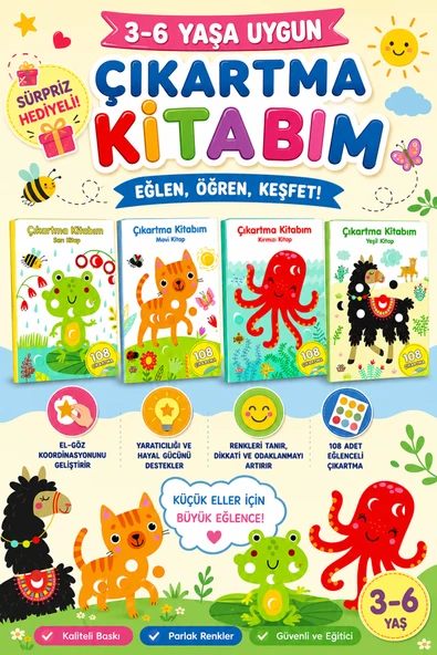 3-6 Yaşa Uygun Çıkartma Kitabım 4 Kitap (108 Çıkartmalı) ürün görseli 1
