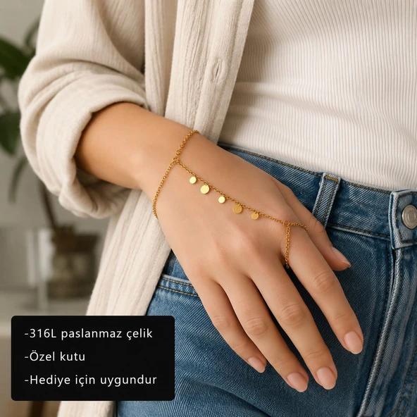Aurelia Dots Luxe Bracelet Yuvarlak plaka detaylı şahmeran bileklik ürün görseli 1