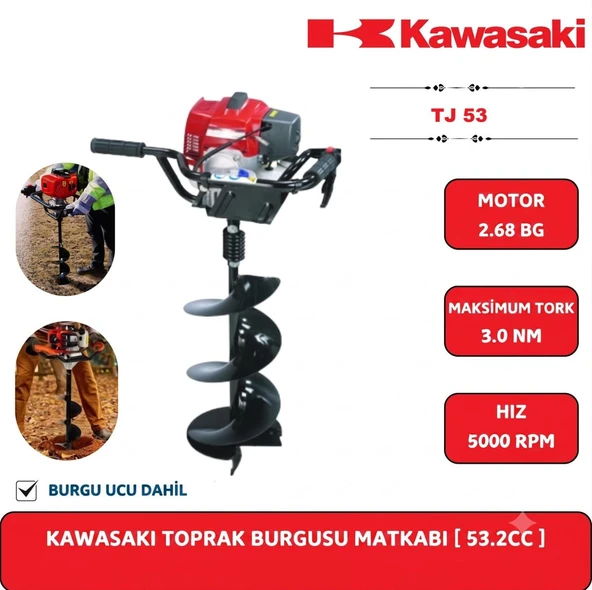 Kawasaki TJ53E Çift Helezonlu Toprak Burgu Makinası 200 mm ürün görseli 1