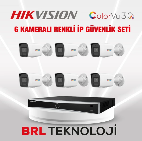 Hikvision 4 MP 6 Kameralı AcuSense ColorVu 3.0 AI  İp Güvenlik Kamera Seti (Dahili Mikrofonlu) ürün görseli 1
