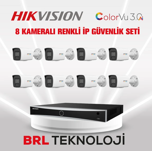 Hikvision 4 MP 8 Kameralı AcuSense ColorVu 3.0 AI  İp Güvenlik Kamera Seti DS-2CD1047G3-LIUF (Dahili Mikrofonlu) ürün görseli 1