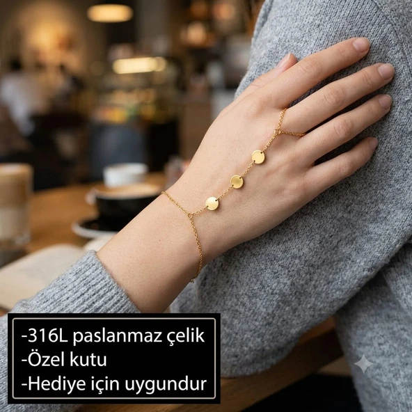 Lunéa Aurelia Hand Chain Madalyon detaylı şahmeran bileklik ürün görseli 1