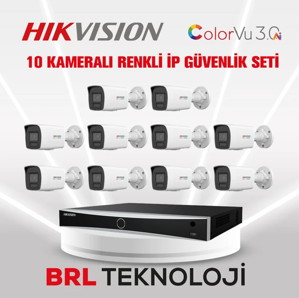 Hikvision 4 MP 10 Kameralı AcuSense ColorVu 3.0 AI  İp Güvenlik Kamera Seti DS-2CD1047G3-LIUF (Dahili Mikrofonlu) ürün görseli 1