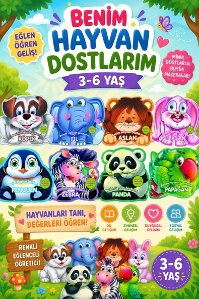 3-6 Yaşa Uygun Benim Hayvan Dostlarım Seti (8 Kitap) ürün görseli 1