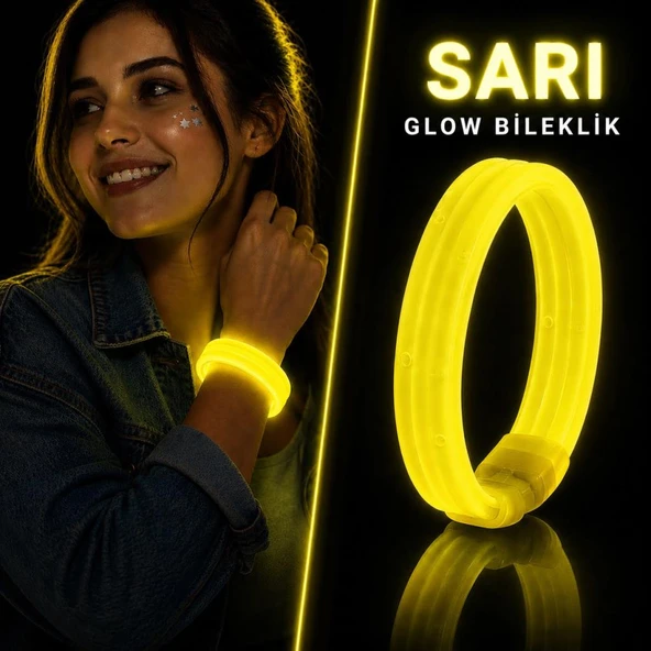 Sarı Kalın Glow Bileklik – Kırılarak Yanan Parti ve Festival Bilekliği ürün görseli 1