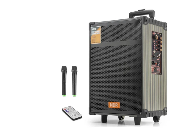 Bluetooth Hoparlör Fm Radyo 12 Inç Usb Tf Aux Çift Mikrofonlu Kumandalı - Siyah NDRC12 ürün görseli 1