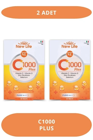 New Life C1000 Plus 30 Tablet C Vitamini + D Vitamini + Çinko Pikolinat + Selenyum (2 Adet) ürün görseli 1