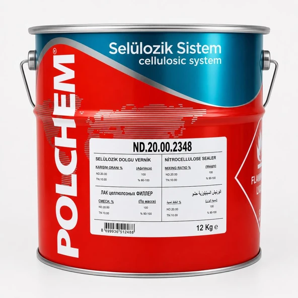 Polchem Selülozik Dolgu Vernik Nd-20.00 12 Kg Şeffaf ürün görseli 1