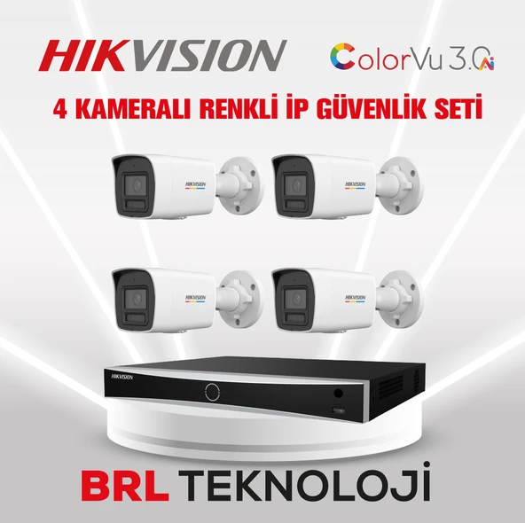 Hikvision 4 MP 4 Kameralı AcuSense ColorVu 3.0 AI  İp Güvenlik Kamera Seti (Dahili Mikrofonlu) ürün görseli 1
